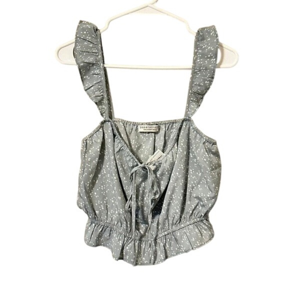 Paper Crane Blue Ruffle Strap Crop Top Tank Size Medium Boho